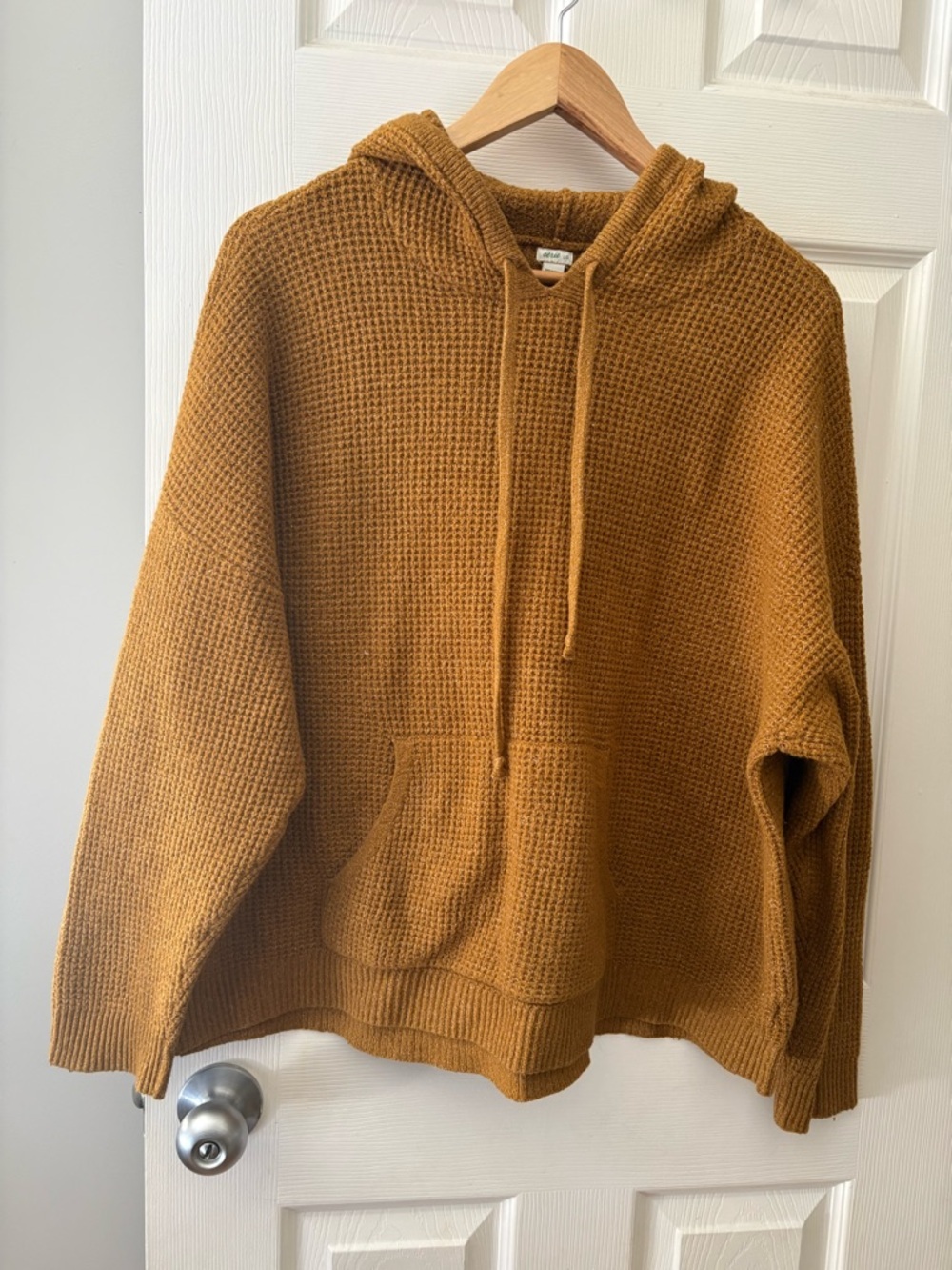 Aerie golden waffle hoodie pullover size large stretchy textured - Picture 2 of 9